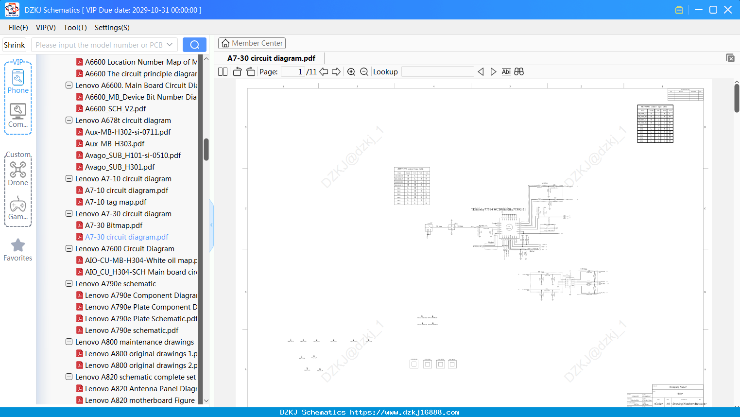 Lenovo A7-30 Circuit Diagram